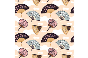 Hand fan seamless pattern, an Object Illustration by YummyBuum