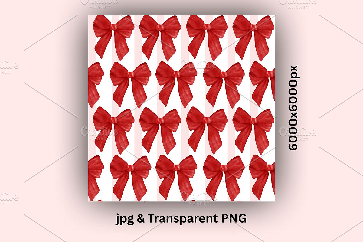 Retro Red Bow Seamless Pattern, an Illustration by Stellalunarts (Photo 2 of 3)