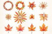 Watercolor Autumn Leaf Clipart, an Illustration by CrexoraLab (Thumbnail 1 of 5)