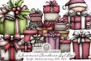 Whimsical Christmas Gift Box Clipart, an Illustration by Sublimation Artist