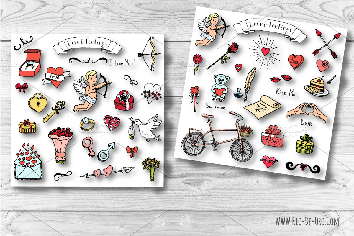 90 Hand drawn Love Elements&Symbols preview 2