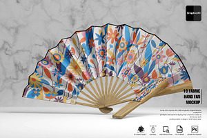 Fabric Hand Fan Mockup