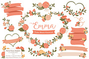 Peach Floral Heart Wreath Clipart, an Illustration by Amanda Ilkov (Thumbnail 1 of 5)