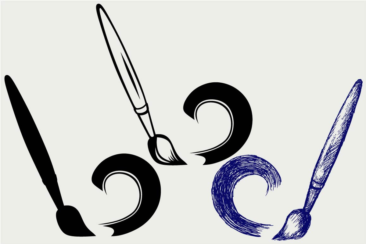 Set paint brush SVG, an Outline Icon by LineworkStock