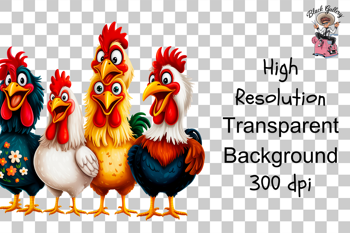 10 Funny Chickens Group PNG Clipart, an Illustration by Clipart Bloom (Photo 8 of 12)