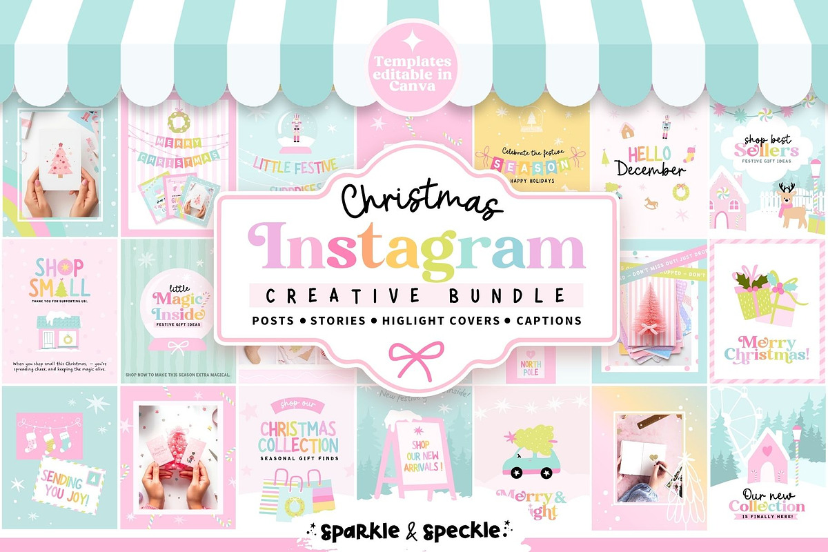 Pastel Christmas Instagram Templates, a Social Media Template by Sparkle & Speckle (Photo 1 of 8)