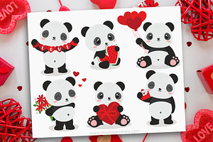 Valentine Pandas Clipart, SVG