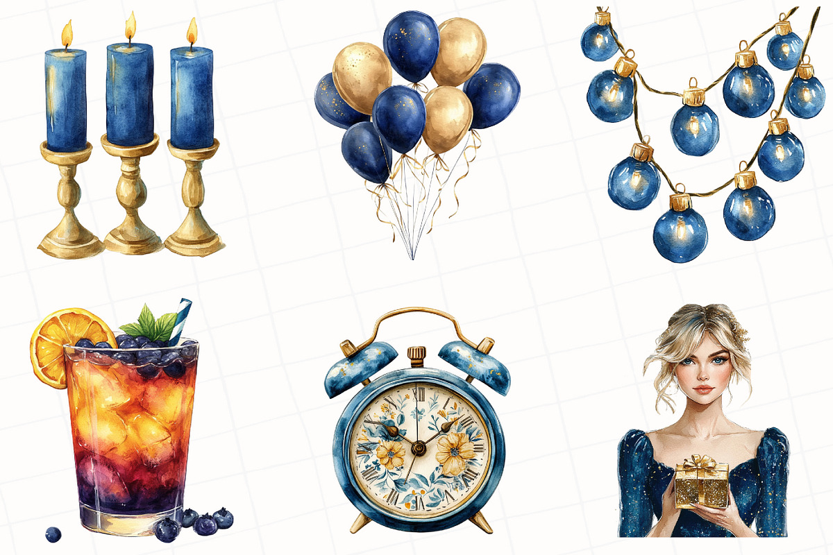 Dreamy Night Christmas Clipart, an Illustration by OK Design (Photo 2 of 5)
