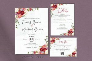 Rose Wedding Invitation Suite,, an Invitation Template by Elegant_Studio44