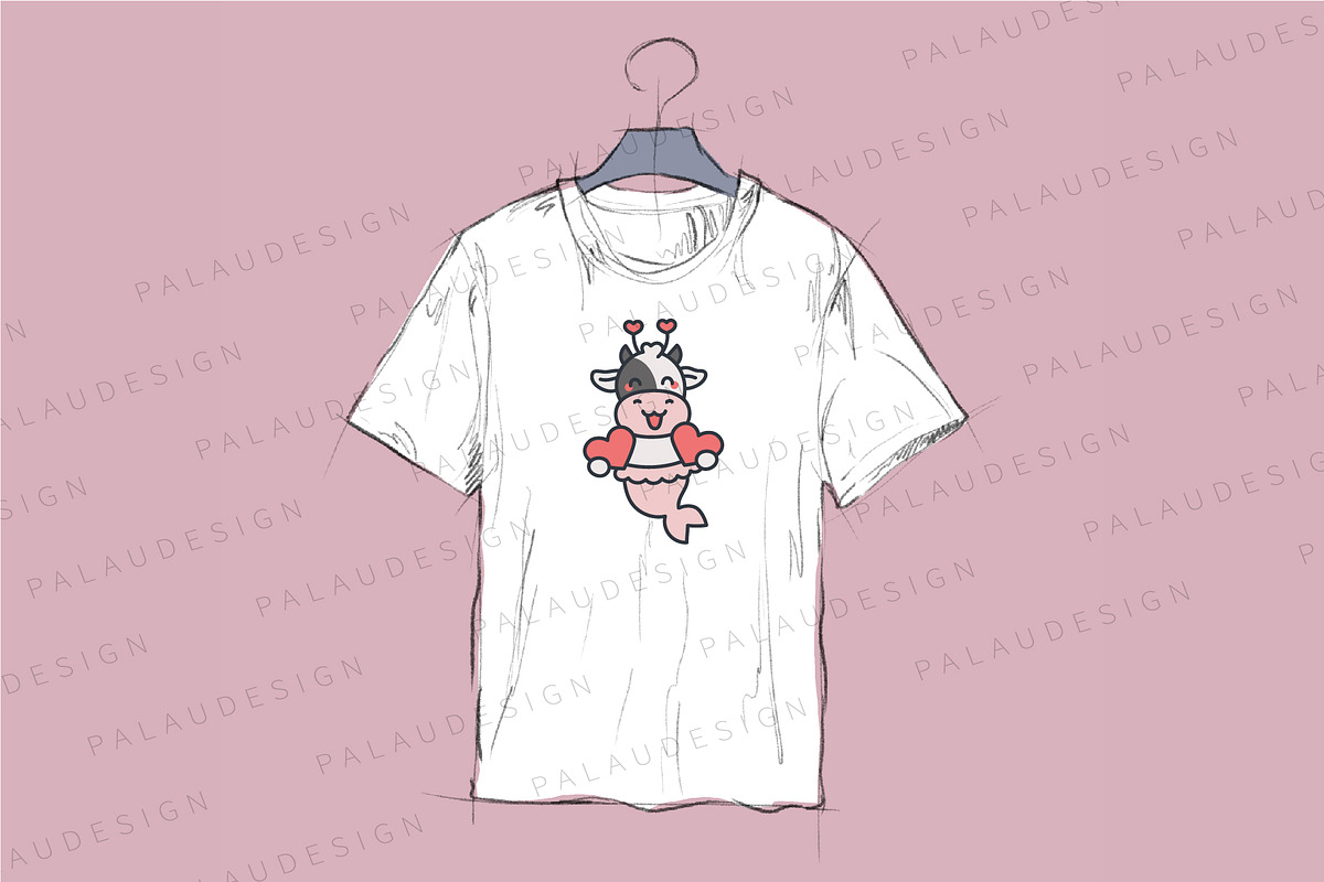 Cute Kawaii Cow Mermaid Character, an Animal Illustration by Palau (Photo 2 of 12)