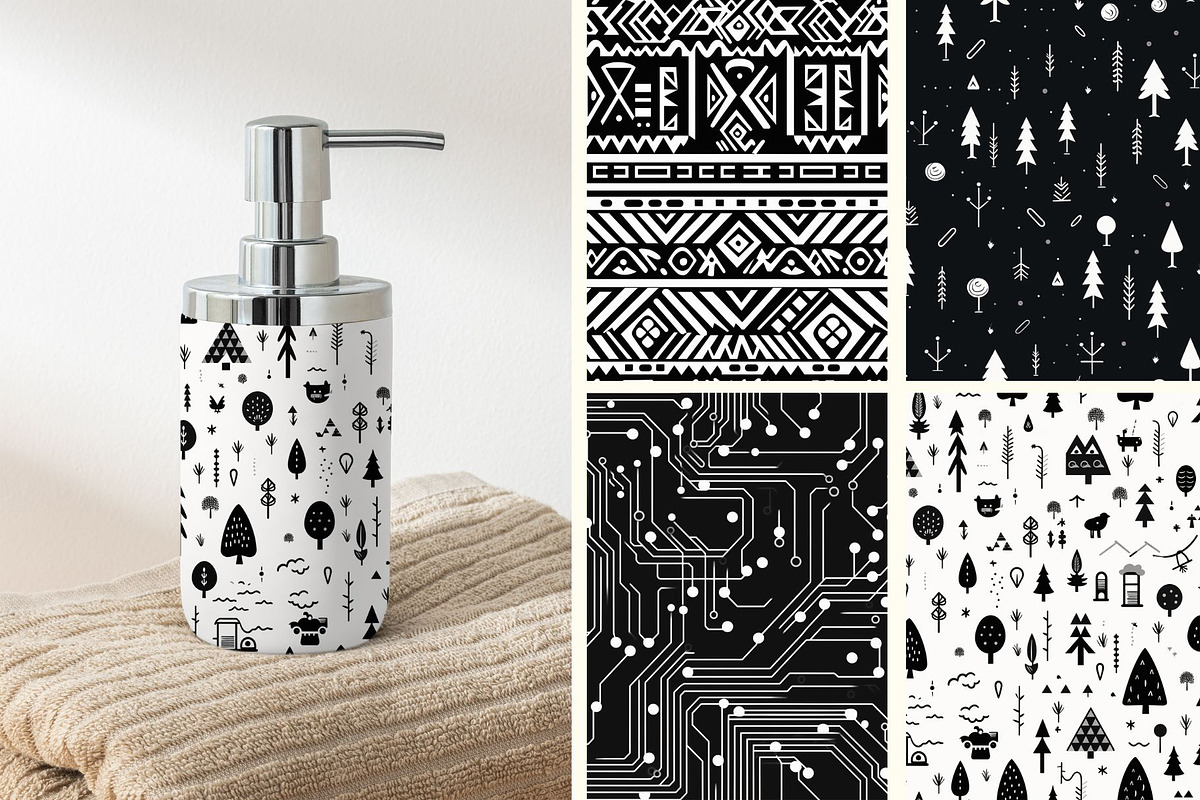 41 seamless black white mix pattern, a Pattern Graphic by ARTOZEN DIGITAL (Photo 4 of 14)