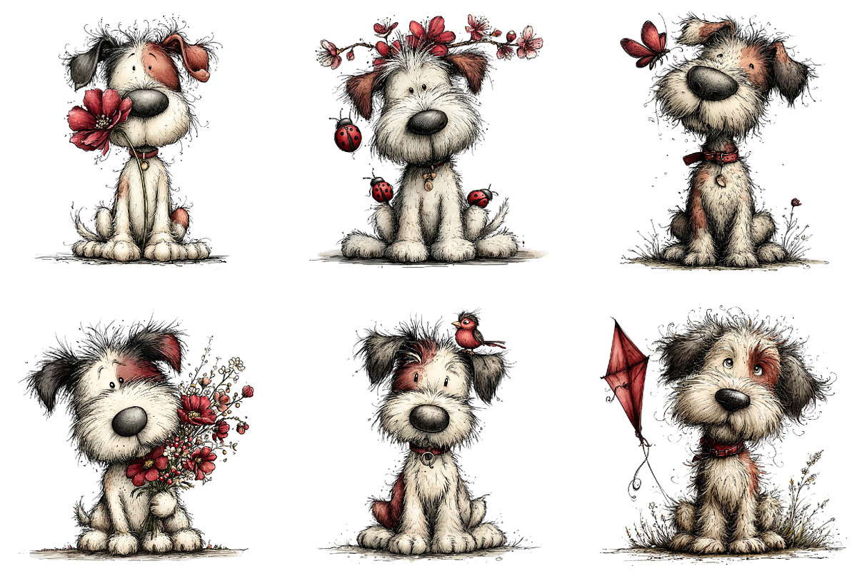 Whimsical Dog Spring Clipart, an Illustration by CraftArtStudio (Photo 2 of 6)
