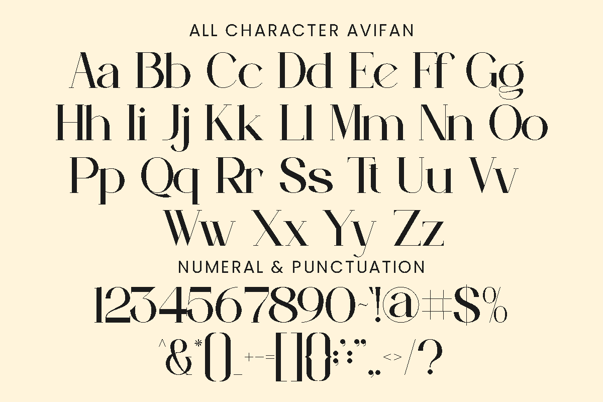 Avifan - Elegant Serif Font, a Serif Font by Pandeka Studio (Photo 10 of 12)