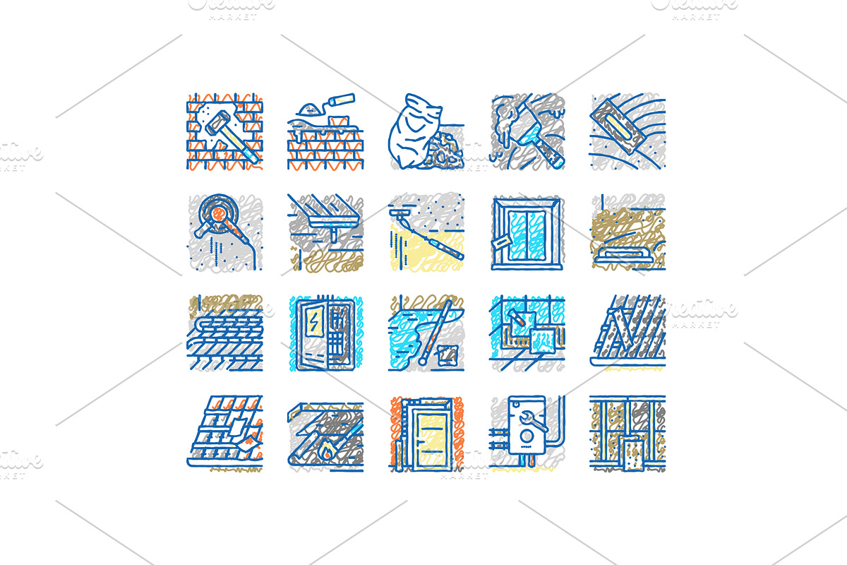 construction crane house work icons, an Object Illustration by pikepicture