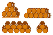 Stacked wooden barrels for beer, an Object Illustration by Vectorbuum (Thumbnail 1 of 3)