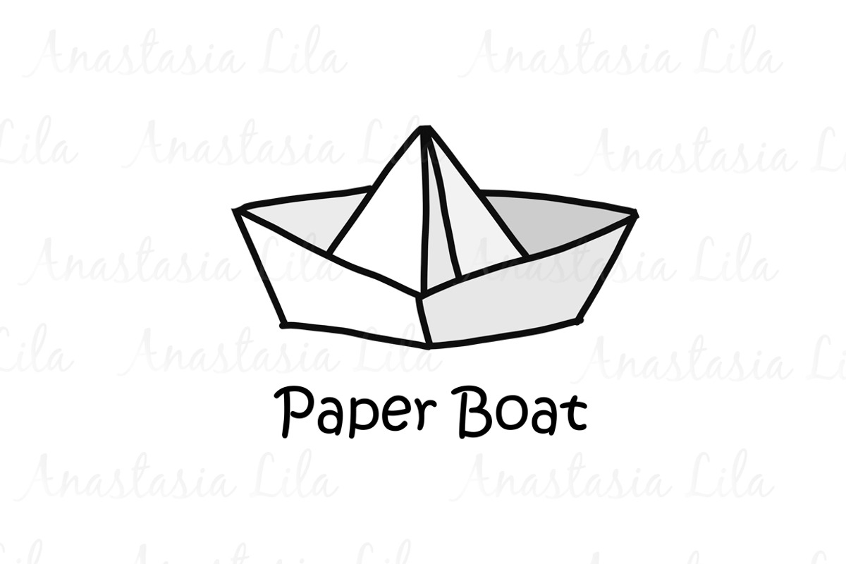 Paper Boat cartoon concept logo, a Branding & Logo Template by A.Lila