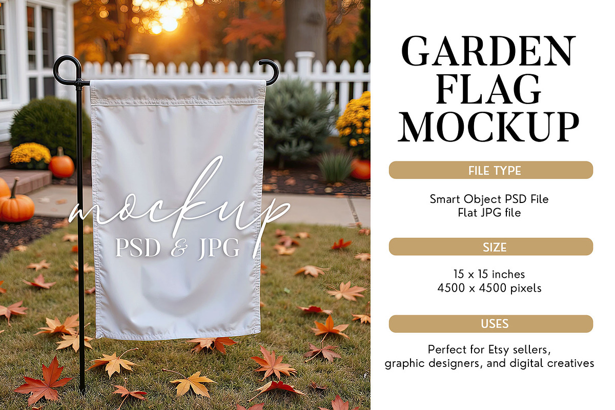 PSD Smart Object Fall Flag Mockup, a Mockup by Bijou Bay