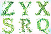 Watercolor Green Leaf Alphabet PNG, an Illustration by Canvas Craft (Thumbnail 4 of 5)