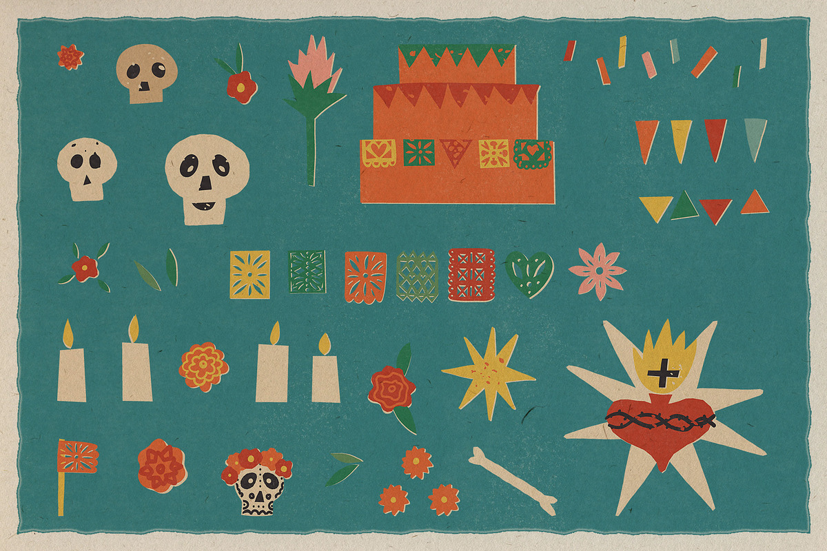 Dia De Los Muertos graphic retro set, a Seasonal Illustration by Paper Cherry (Photo 7 of 16)