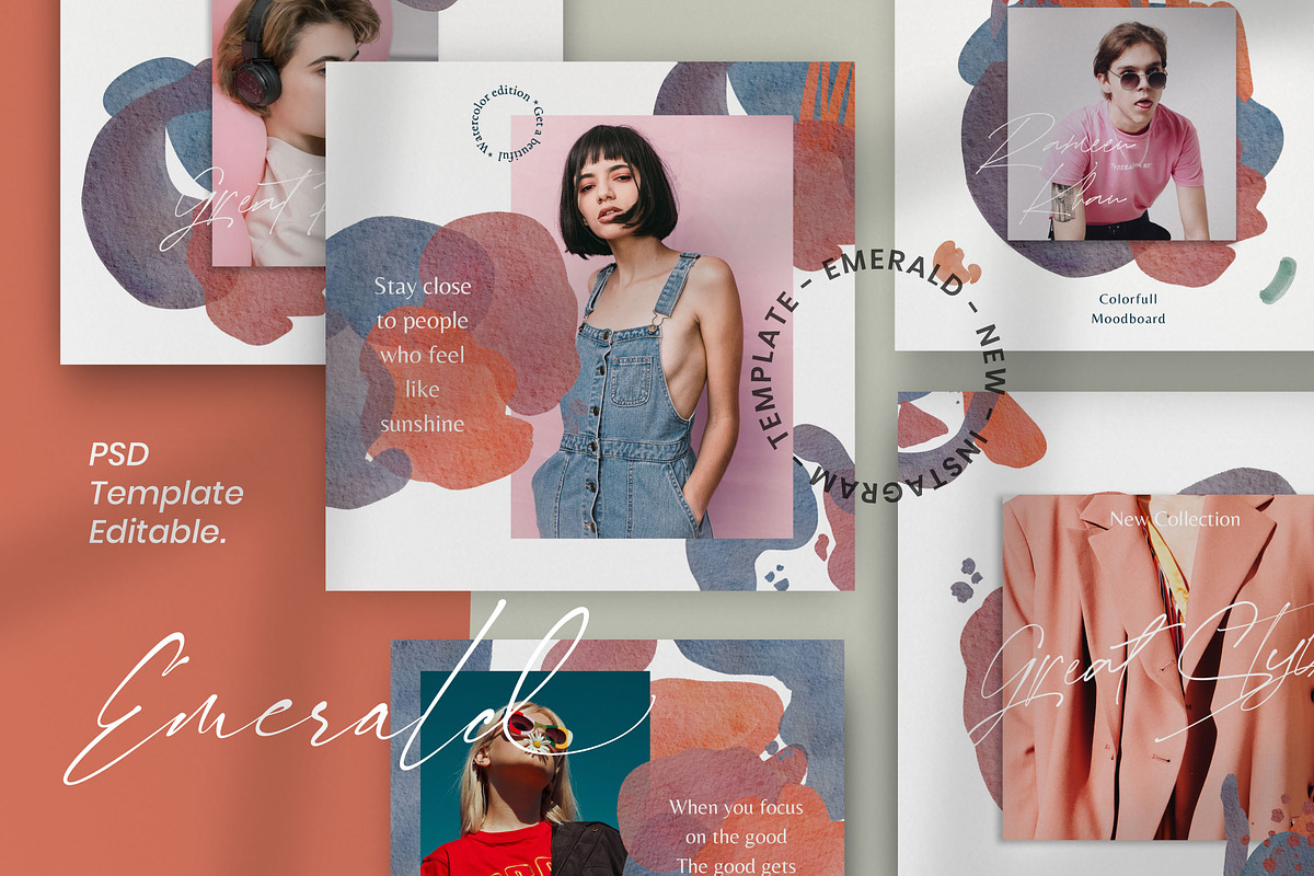 Emerald - Watercolor Social Media, a Social Media Template by Dirtytemp Studio (Photo 5 of 6)