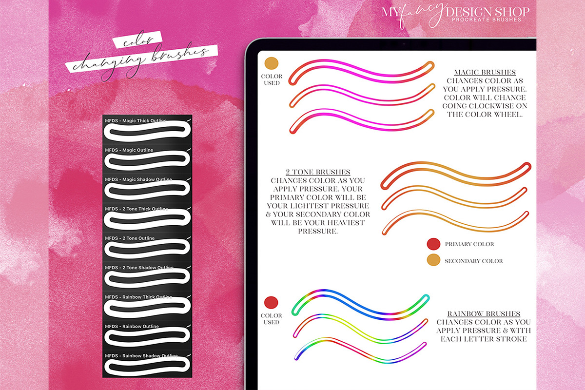 Procreate Outline Lettering Brushes, a Brush Add-On by My Fancy Design Shop (Photo 4 of 10)