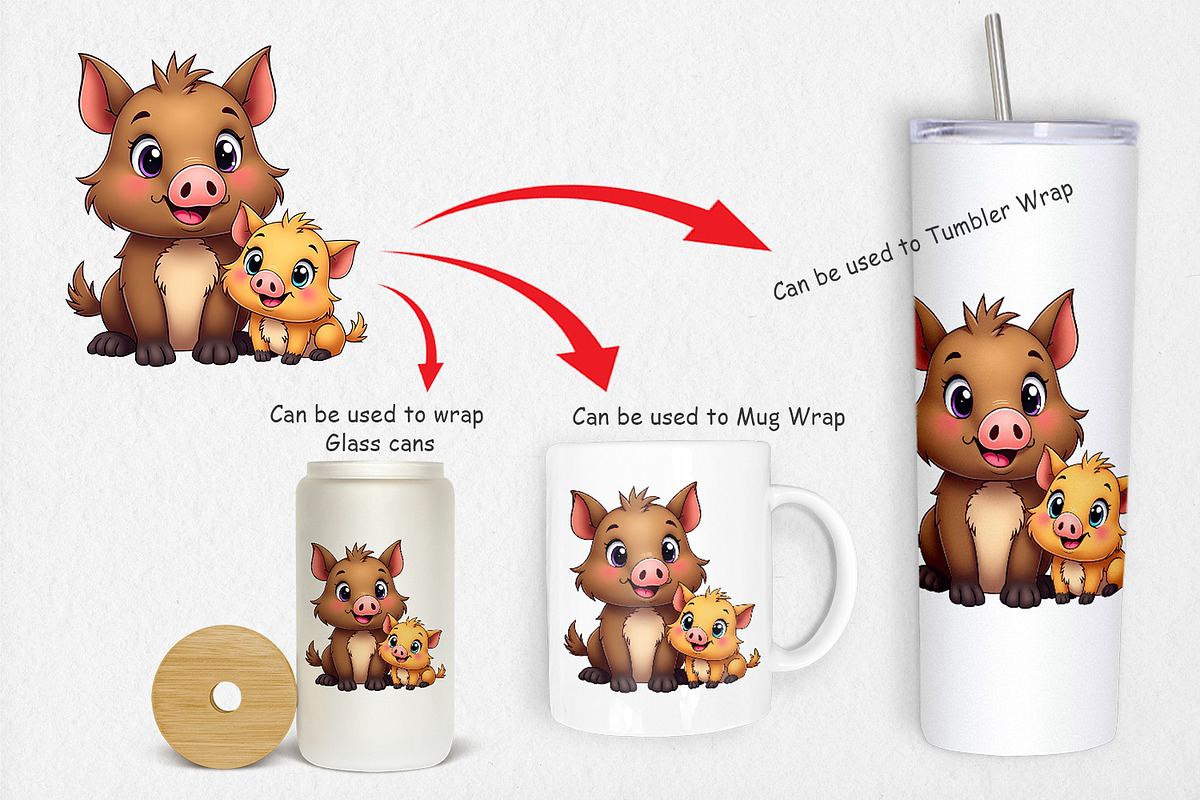Wild Boar Mother's Day Clipart, a Graphic by Artnoy (Photo 4 of 5)