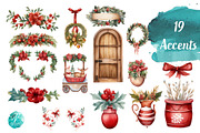 Watercolor Christmas Cottages, a Seasonal Illustration by Verdigris Studios (Thumbnail 3 of 5)