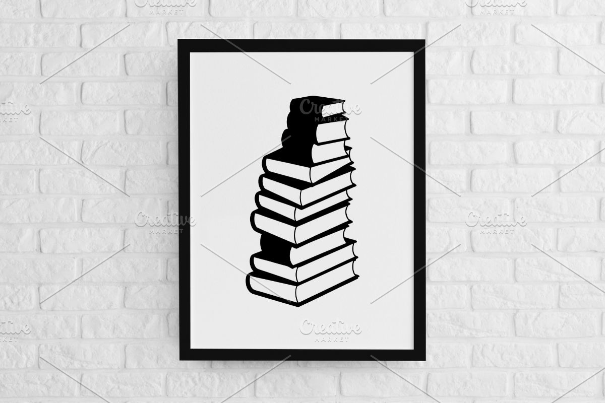 Book Stacks Silhouette SVG, an Education Illustration by newminddesign (Photo 2 of 3)