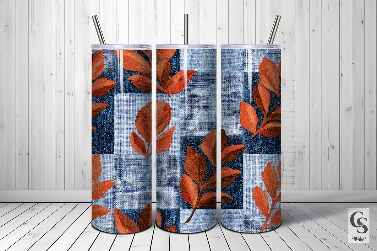 Fall Denim Patchwork Leaves Paper, a Pattern Graphic by Creative Store (Photo 5 of 5)