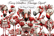 Funny Valentines Flamingo Clipart, an Illustration by designcity5 (Thumbnail 1 of 5)