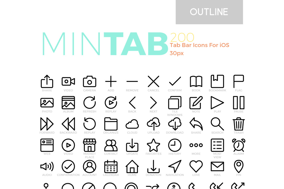 Mintab Minimal Tab Bar Icons for iOS, a Solid Icon by Becris
