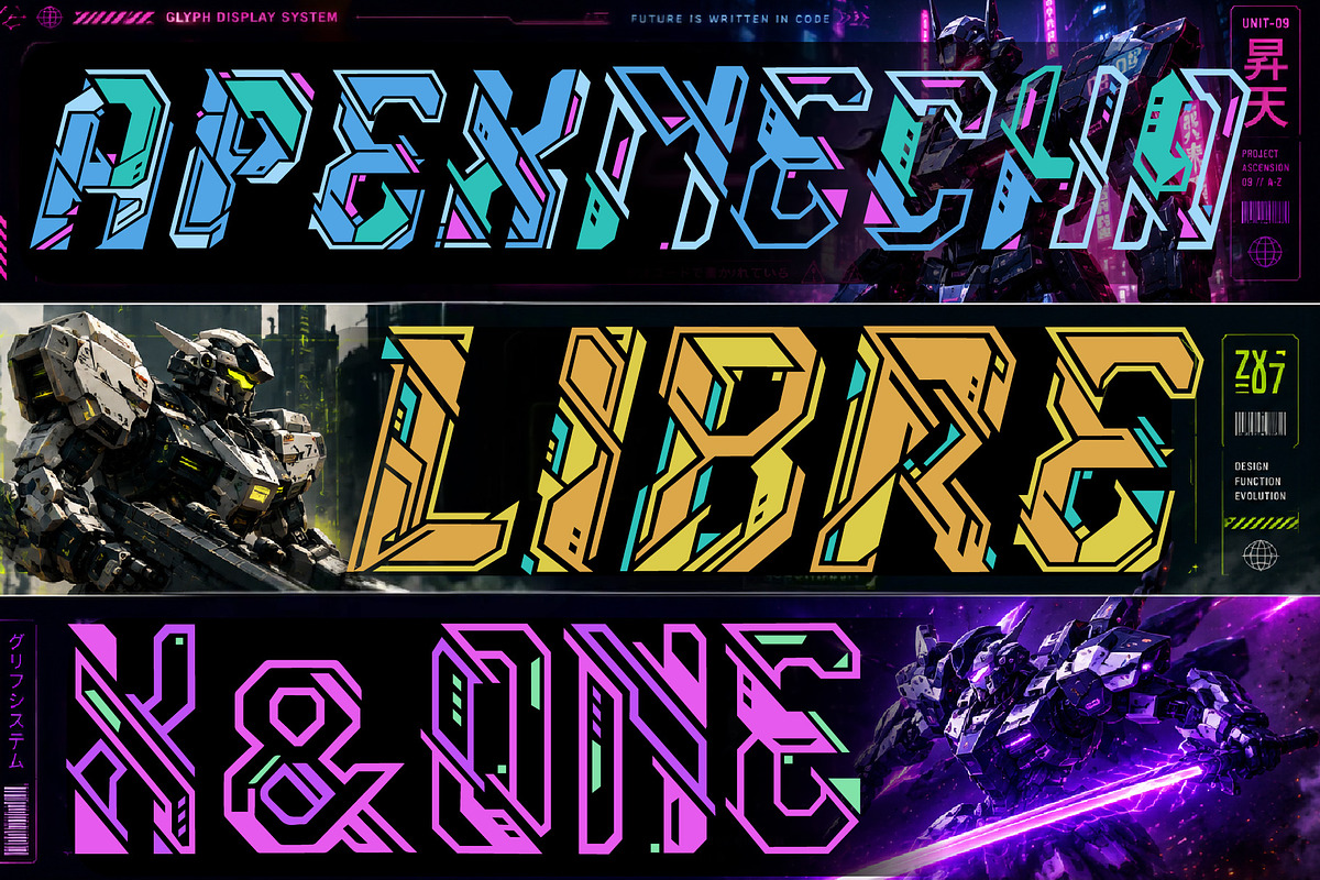 APEX MECHA – Mecha Robotic Typeface, a Sans Serif Font by HypeWorksCo (Photo 2 of 9)