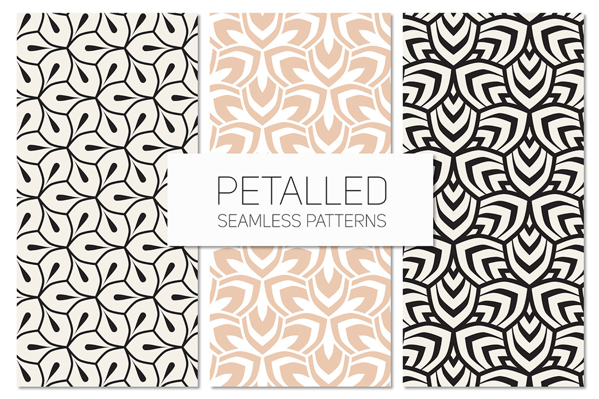 Petalled Seamless Patterns Set 1, a Pattern Graphic by Curly_Pat (Photo 1 of 5)
