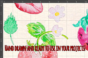 Strawberry Patch Watercolor Graphics, a Seasonal Illustration by Violet LeBeaux (Thumbnail 3 of 3)
