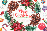 Merry Christmas Watercolor Set, an Illustration by AnnieDove (Thumbnail 1 of 10)