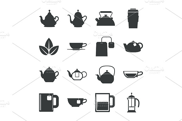 Tea Icons Set On White Background