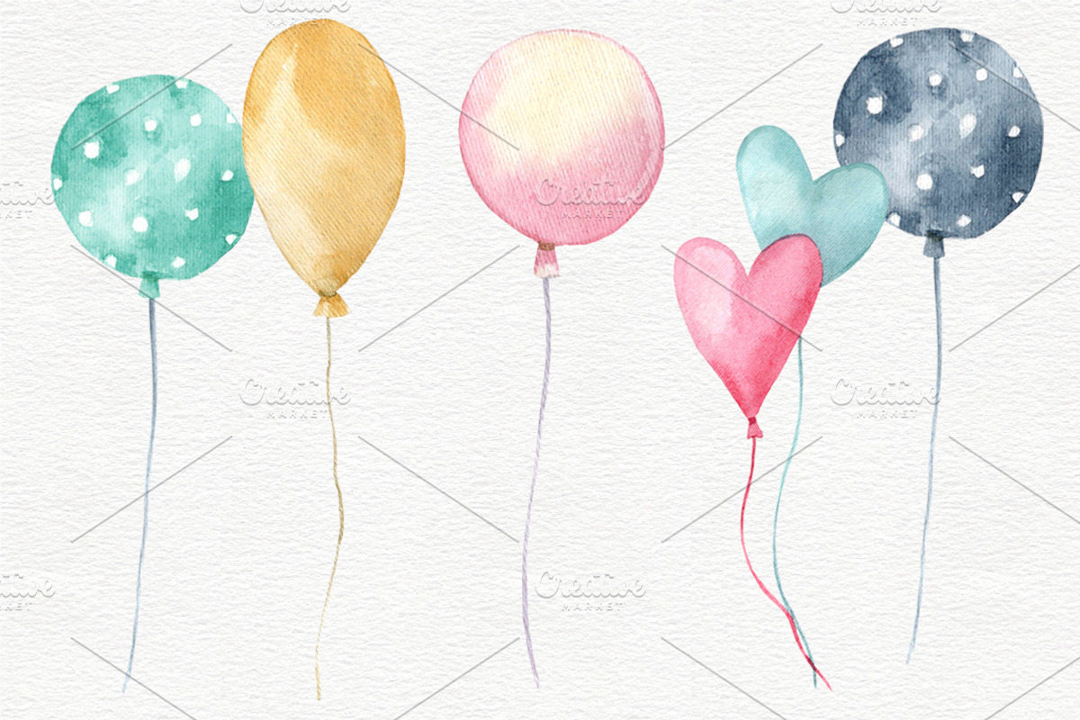 Birthday Party Clipart, an Illustration by Colibri Watercolor (Photo 2 of 5)