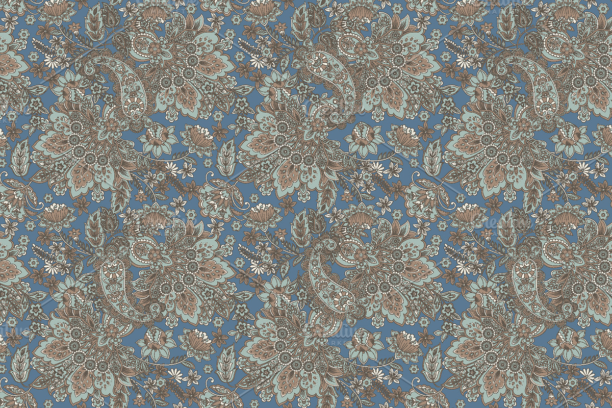 Paisley seamless fabric pattern, a Pattern Graphic by antalogiya (Photo 3 of 5)