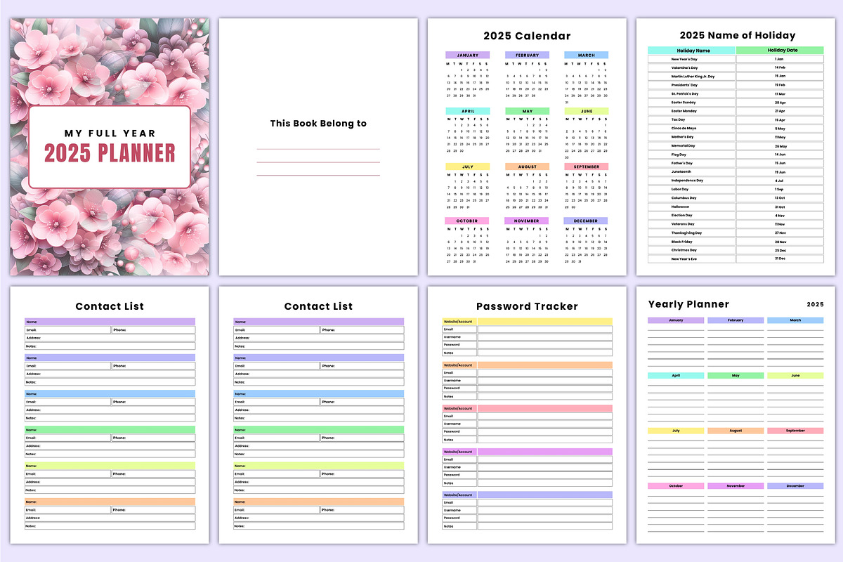 2025 Full Year Dated Planner Canva, a Stationery Template by Mustafiz (Photo 2 of 6)