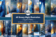 Snowy Night Illustration, a Decorative Illustration by Housui Patterns (Thumbnail 1 of 9)