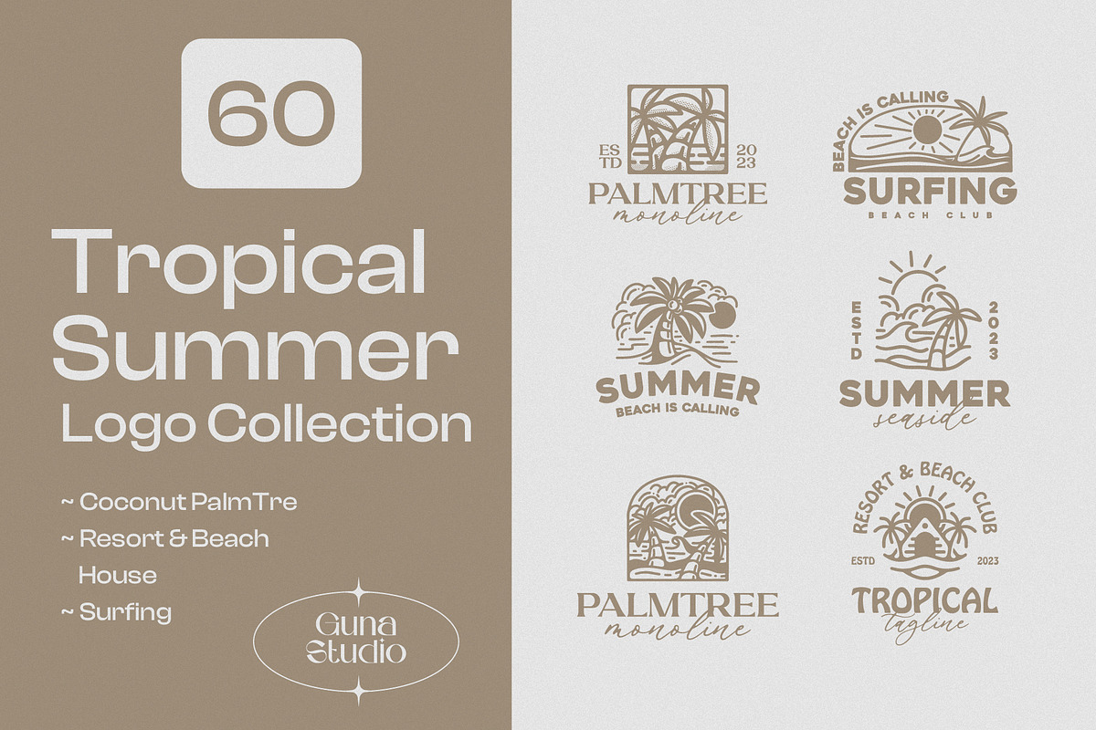 Tropical Summer Logo Collection, a Branding & Logo Template by Guna Studio (Photo 1 of 9)