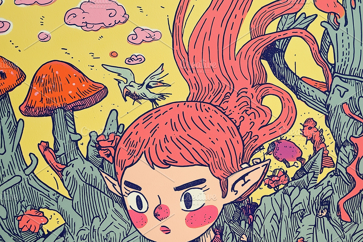 Lady elf in an enchanted forest, a Person Illustration by Sybillla