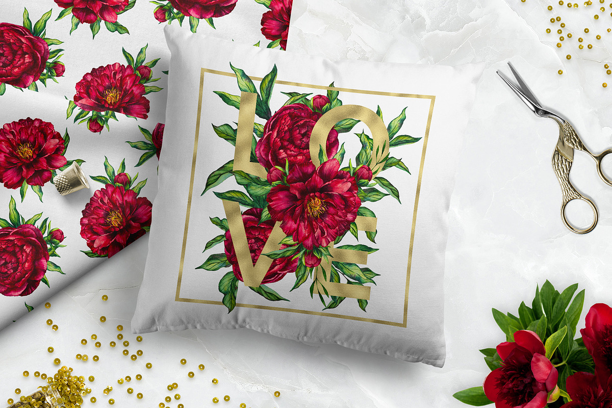 Watercolor peony flower, an Illustration by MiraEl Art (Photo 12 of 15)