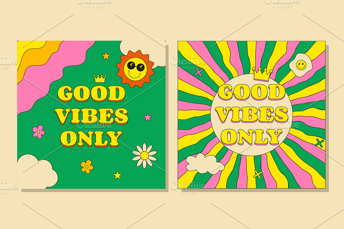 Set of Retro Groovy cards, an Illustration by T Bild (Photo 2 of 3)
