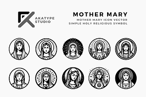 Mother Mary Badge Icon, a Solid Icon by Akatype Studio