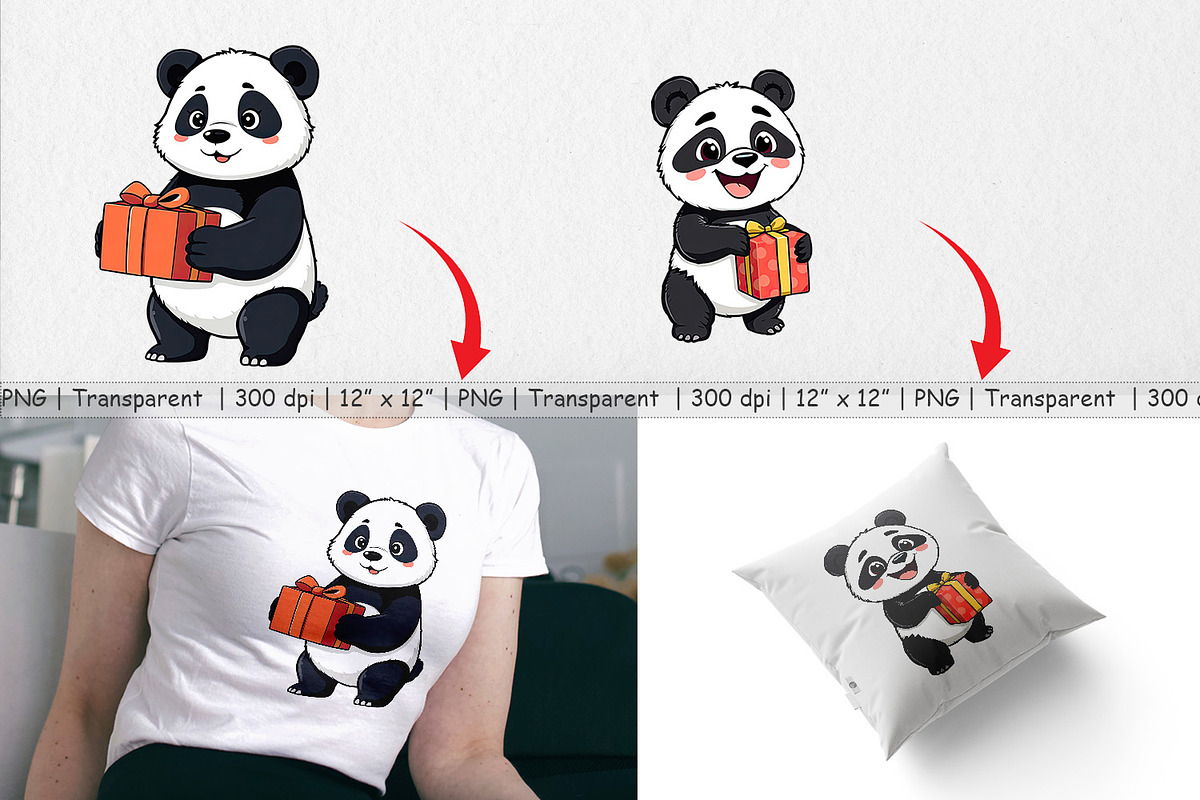 Gift Panda Clipart, a Graphic by Artnoy (Photo 3 of 5)