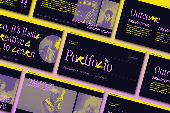 Retro Style Portfolio Yellow Purple preview 2