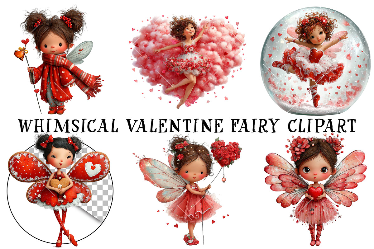Whimsical Valentine Fairy Clipart, an Illustration by OK Design (Photo 2 of 6)