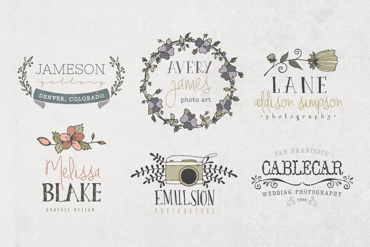 Hand Drawn Colored & Textured Logos, a Decorative Illustration by Callie Rian & Co. (Photo 2 of 5)