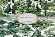 JADE CHINOISERIE. Toile de Jouy, a Pattern Graphic by RefinedFantasyStudio (Thumbnail 1 of 9)